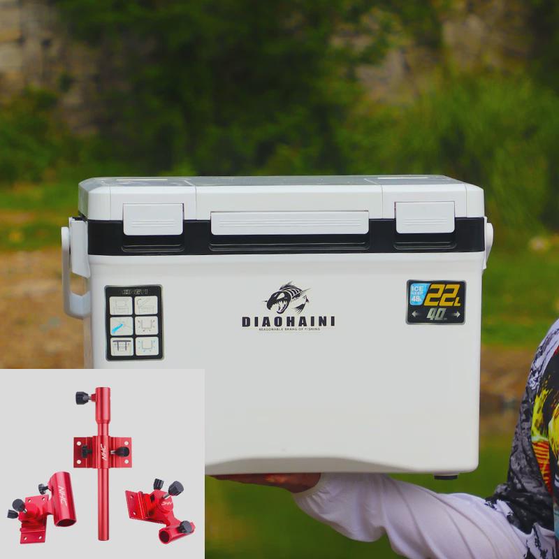 22L - SMALL FISHING BOX - BLACK AND WHITE (SKY WINDOW) + THREE SETS OF RED